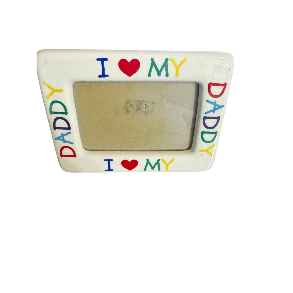 I Love My Daddy Ceramic Picture Frame Rainbow Lettering White‎ Father's Day Gift